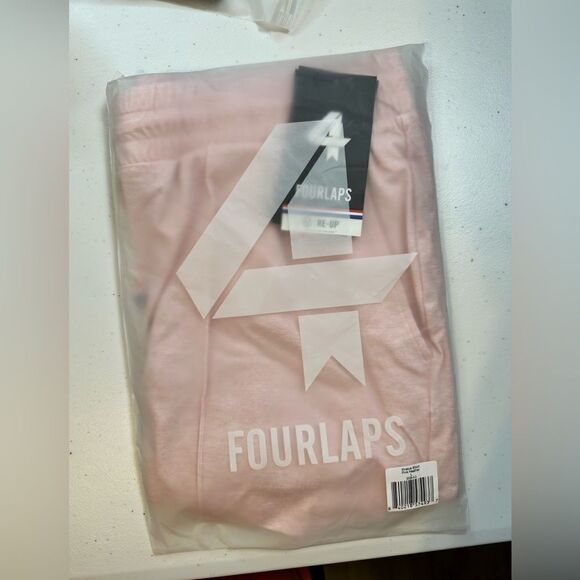 NWT FourLaps Women’s Stratus Shorts Knit Drawstring Heather Pink Athletic- Large - Picture 6 of 7